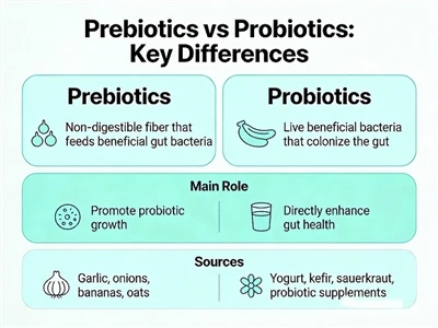 Probiòtics versus prebiòtics: diferències clau i beneficis per a la salut int...
